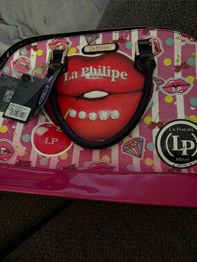 La Philipe Lip-Graphic Dome Satchel